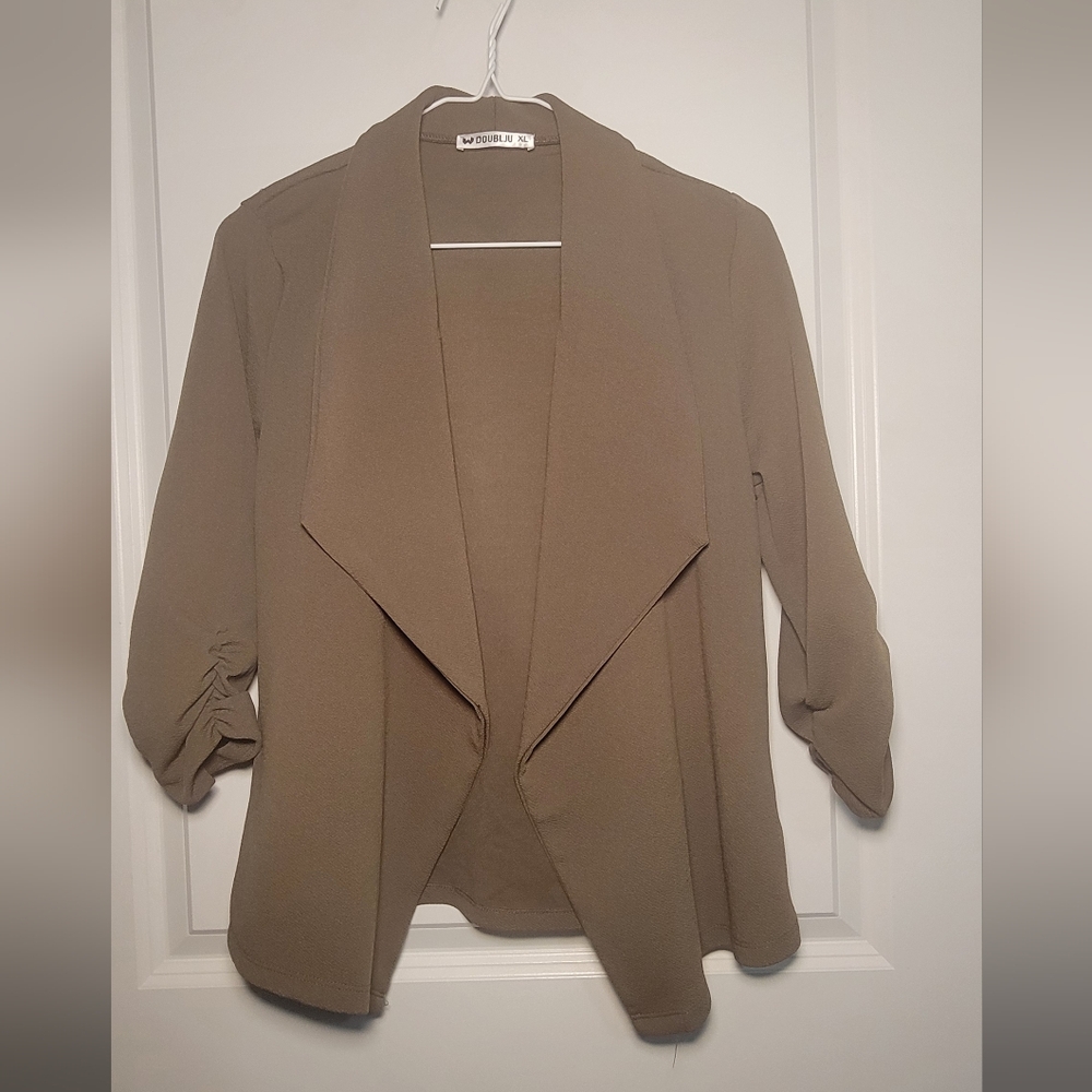 Doublju Women's Tan Open Front Blazer Size XL